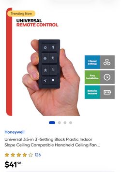 NEW Honeywell 3-Speed Handheld Universal Ceiling Fan Remote w/ Receiver