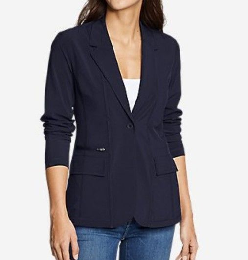 Women's 14 Petite Eddie Bauer Blazer Lightweight Breathable Packable Travel Navy Blue Patagonia Rab Arc'teryx REI Ultralight Thin Travex Sport Coat