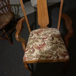 Antique oak T Back clawfoot armchair