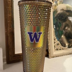 Starbucks UW Gold Diamond Studded Tumbler 24 oz. 