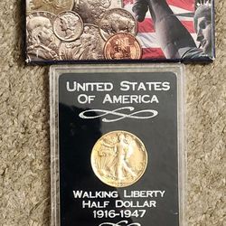 Gold Plated 1944 S Walking Liberty
