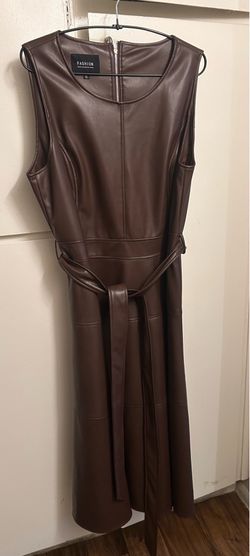 Chocolate Brown Pleather Dress
