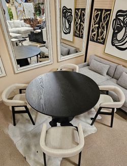 New Mid Century Modern 5 pc 60" dining set! Black or natural wood