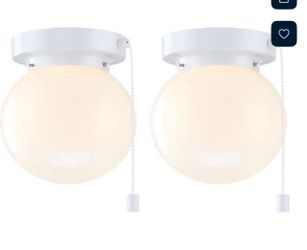 Project Source 2 -Light 5.78-in Gloss White Flush Mount Light 2 -Pack
