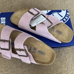 Birkenstock Arizona Pink  Suede Leather Unisex Casual Sandals 