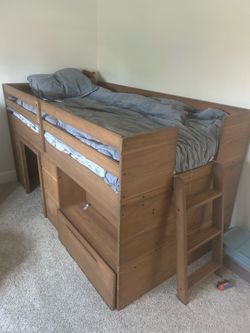 Max and Lily Twin bed frame farmhouse pecan.