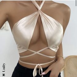 SHEIN Cross Cross Halter Top