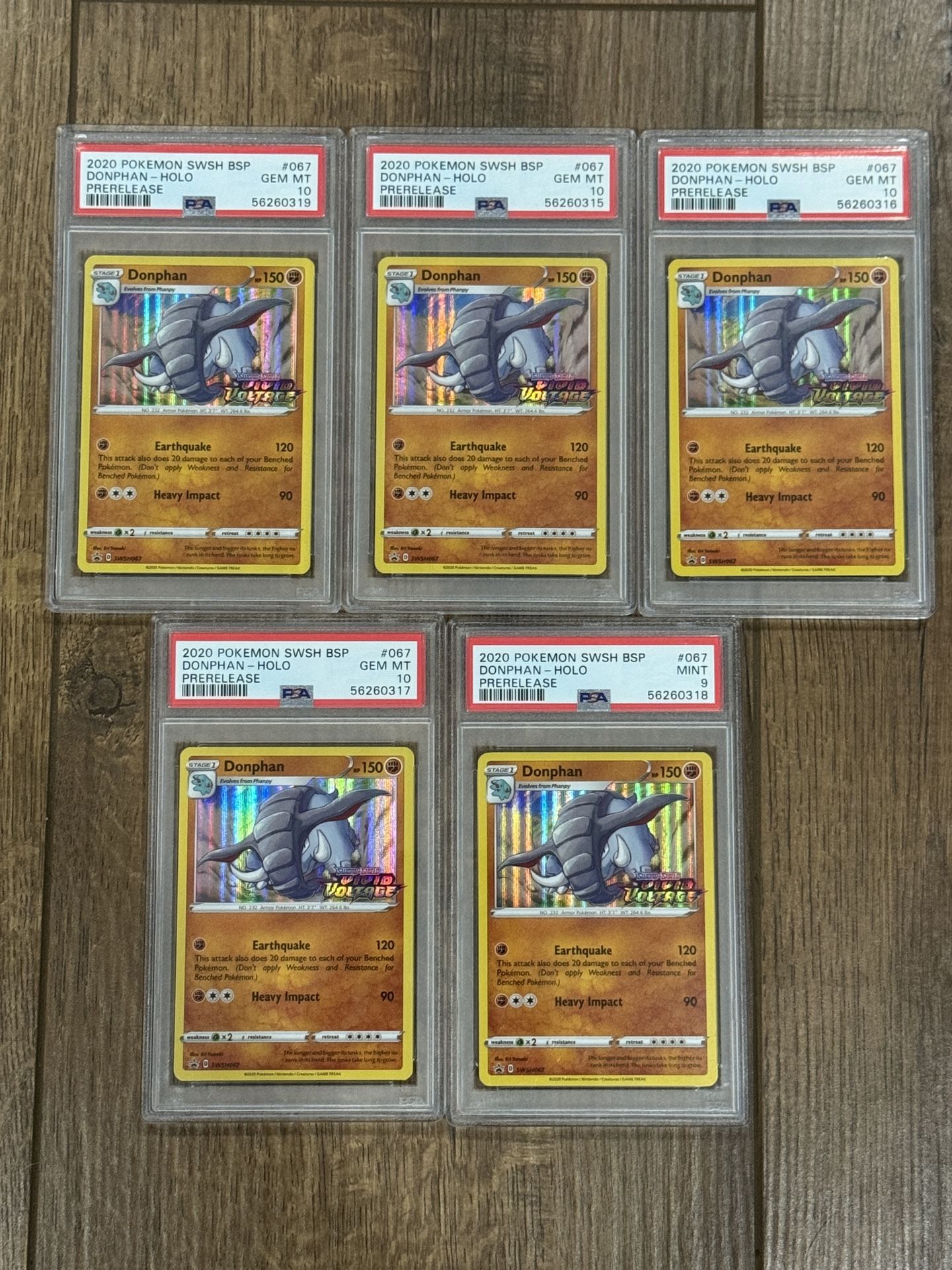 Pokemon SWSH Donphan Holo Prerelease PSA 10 LOT