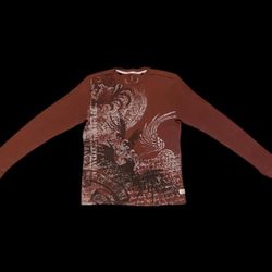 Maroon graphic long sleeve shirt