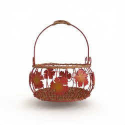 Fall Maple Leaf Wire and Wicker Basket