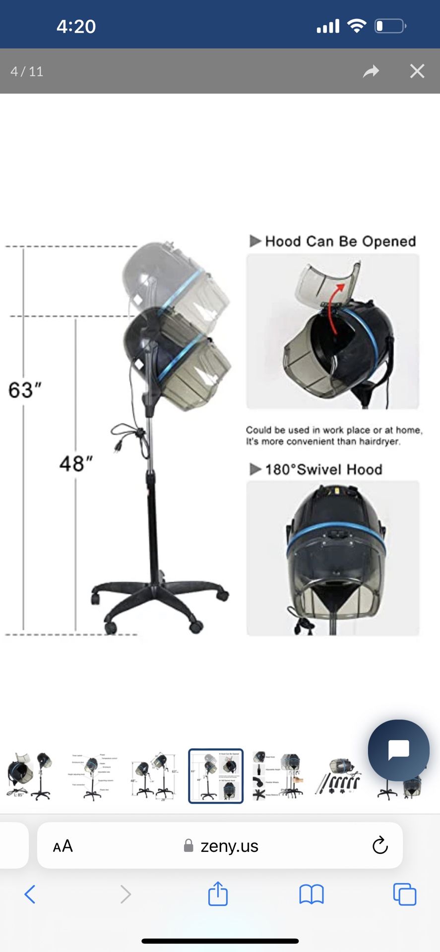 Stand Up Hair Dryer 1300W Adjustable Floor Hooded Bonnet Hair