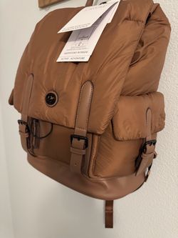 NEW Joan & David 18" Puffer Sport Nylon Workbook Backpack Laptop Brown JDB2027