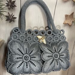 Handmade crochet handbag/Hand woven purse/Shoulder bag Christmas Gift