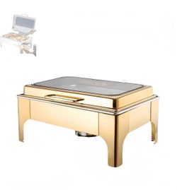 Taqargzy Chafing Dish Buffet Set,Hot Pot Buffet Set, Stainless Steel Catering Heating Plate, Restaurant Food Warmer, Rectangular Buffet Stove for Part
