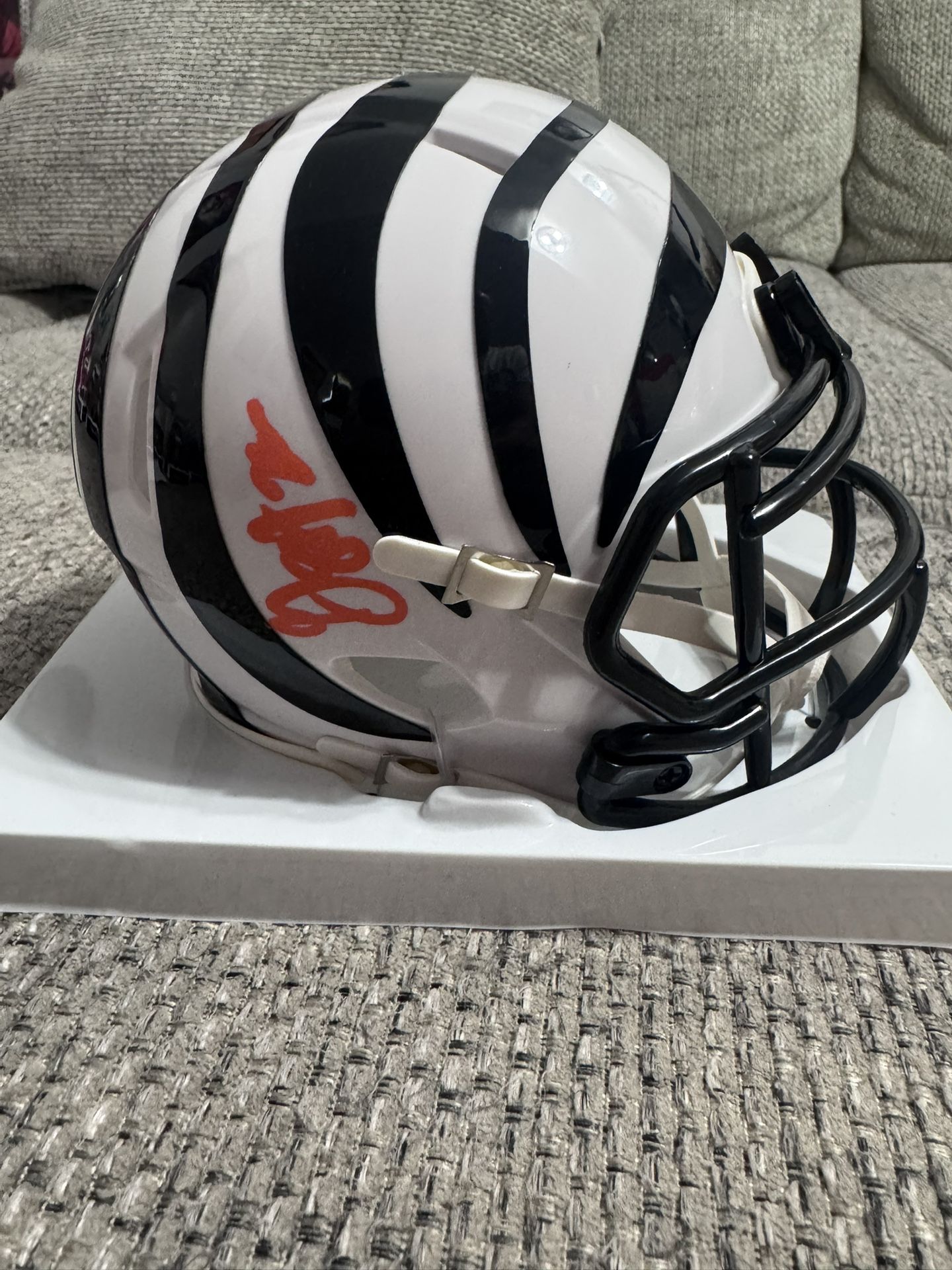 Geno Stone Signed Autograph Cincinnati Bengals Alt White Mini - Beckett Coa
