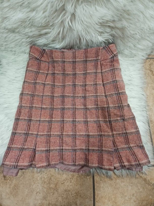 Boden Blush Pink Plaid Pattern British Tweed Pencil Skirt Size 8 Regular