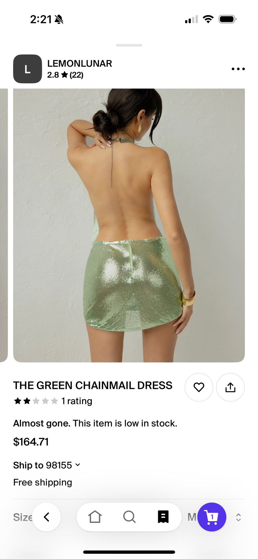green emerald velvet dress One-shoulder black crêpe dress with green crystal chainmail main image 0