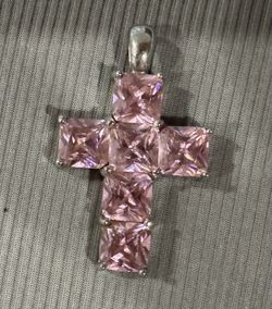Pink Gemstone Cross Pendant
