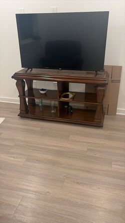 Wooden TV Stand with Open Shelves