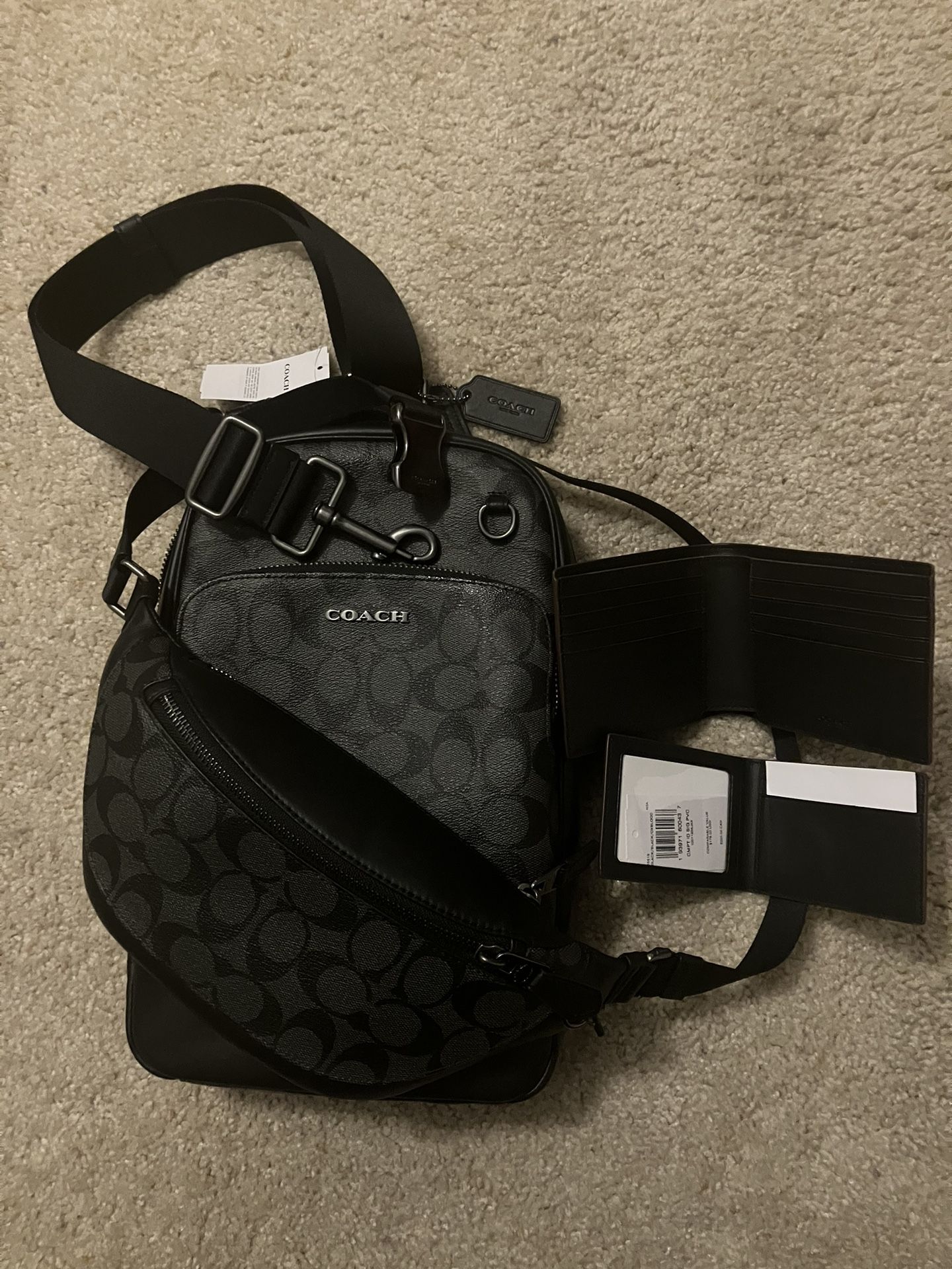 Men’s Coach Sling Bag , Fanny pack & 2 Matching Wallet S