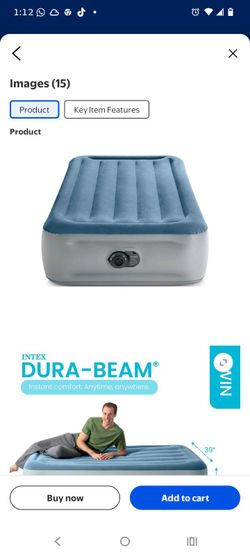 Intex 15" Twin Essential Rest Dura-Beam Airbed Mattress with Built-in Pump
