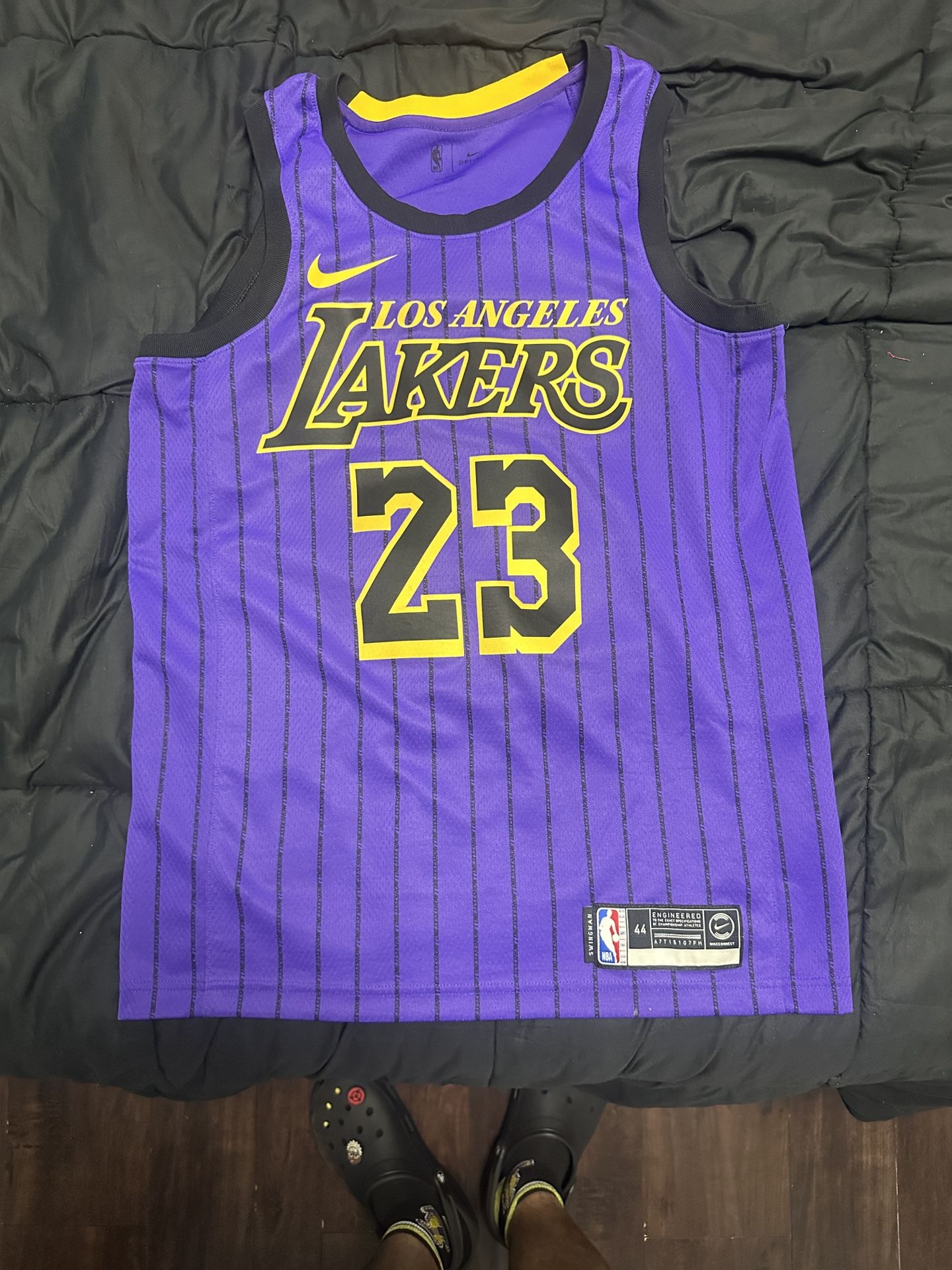 Nike NBA LeBron James City Version Jersey SW Fan Edition lakers 23 Purple AJ4618 510 pinstripe