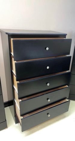 5 drawer black with rails