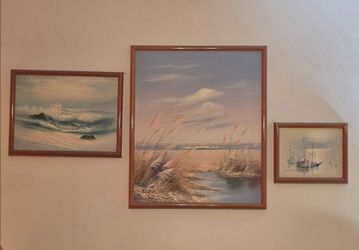 Set of 3 Framed Coastal Paintings