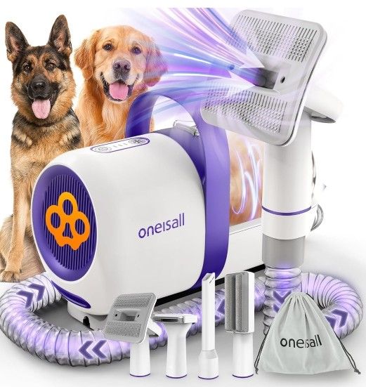 oneisall 4in1 Dog Hair Vacuum & Dog Grooming Kit/Low Noise