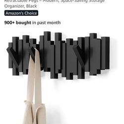 Wall-Mounted Coat Rack / Wall hooks /hat organizer / Rail Hook / – Black