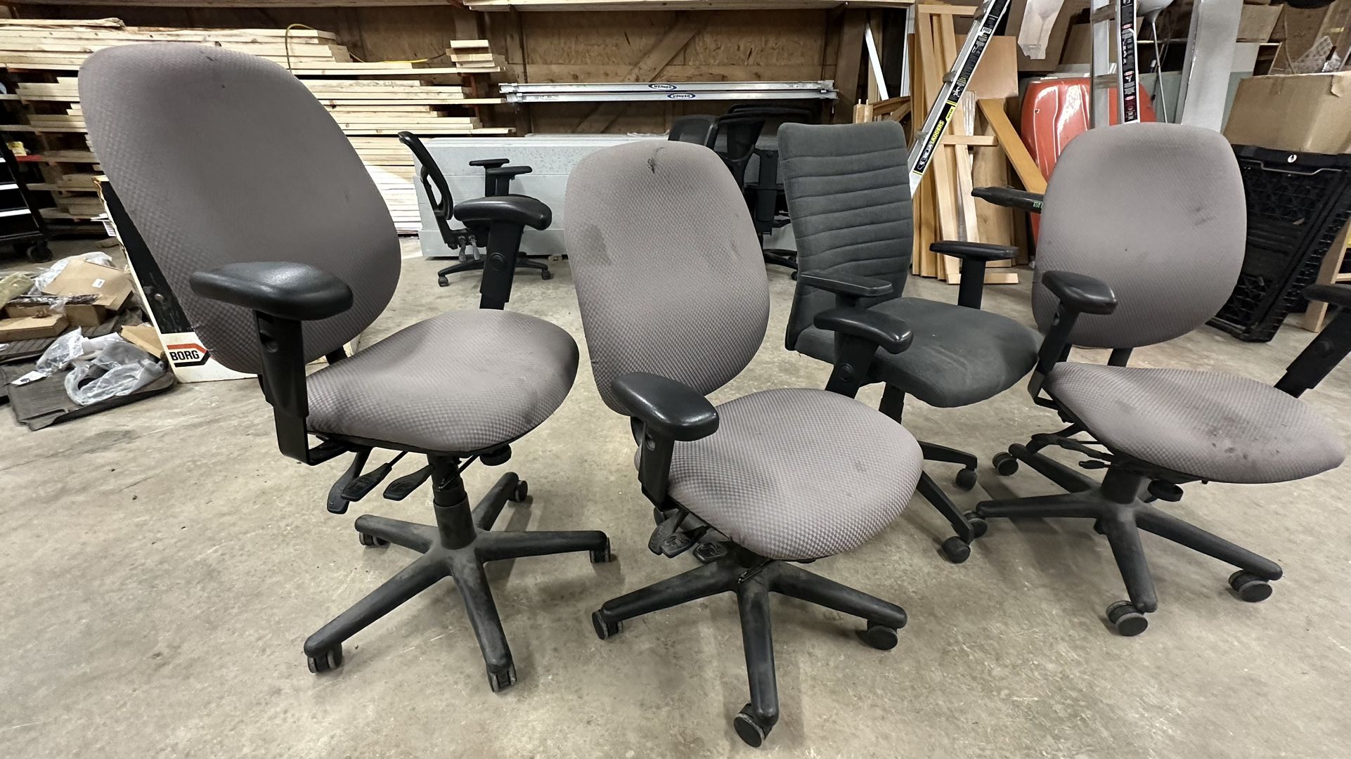FREE – 4 Used Office Chairs (Functional, Mixed Condition). Local Delivery Available.