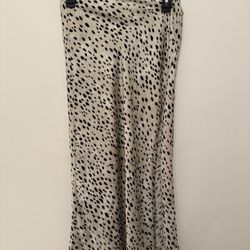 Micas Spotted Animal Print Maxi Skirt With Leg Slit Size Small