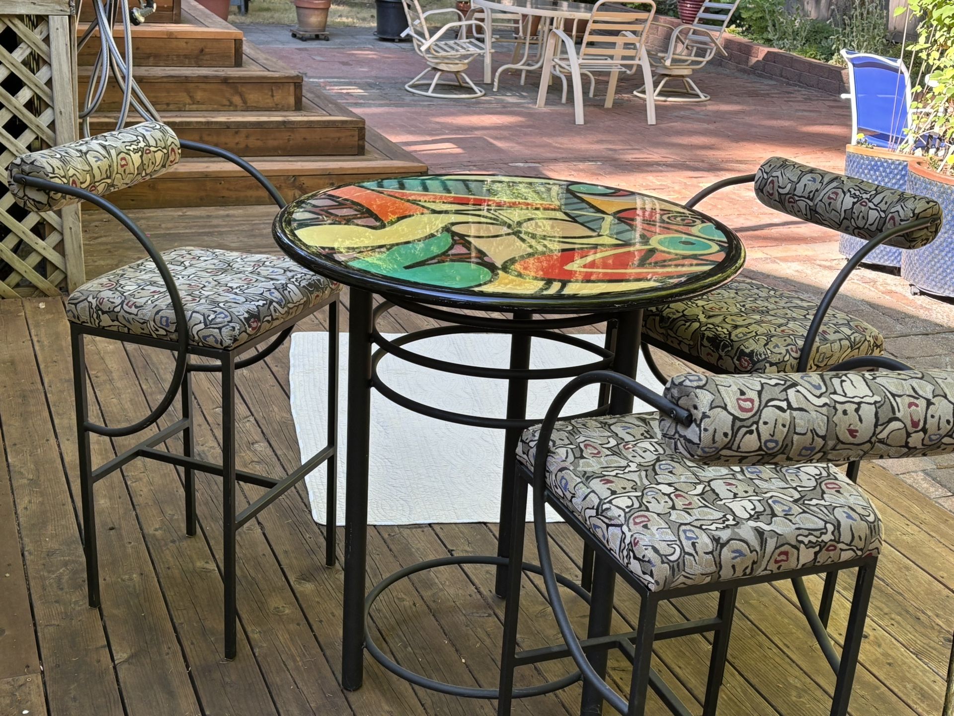 Bistro Table And Chairs + Five Larger Cushions