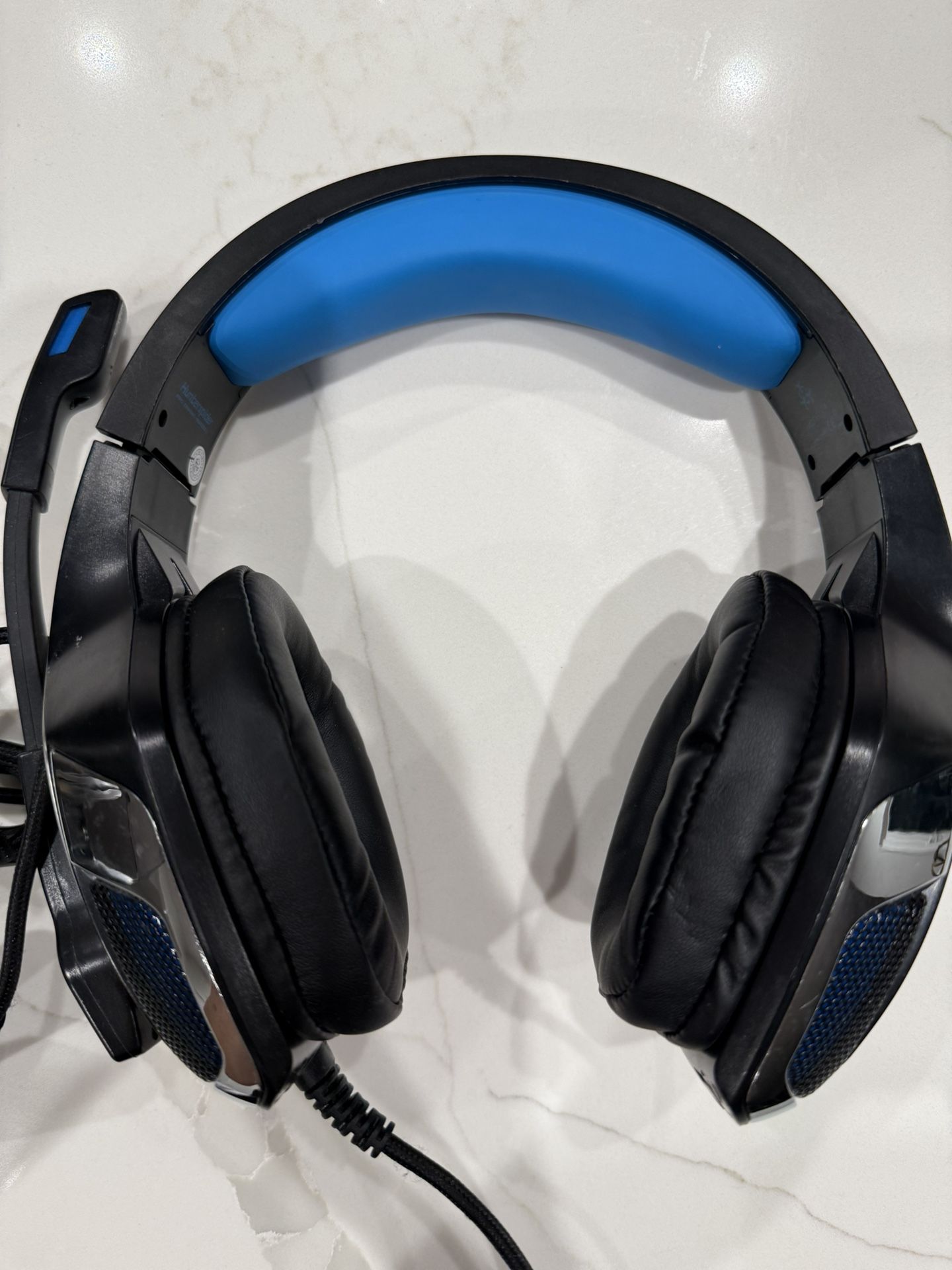 Hunterspider Gaming Headset Headphones for PS4 PS5 Switch Xbox One PC with Microphone, Noise Reduction 7.1 Surround Sound & LED Light (Blue)