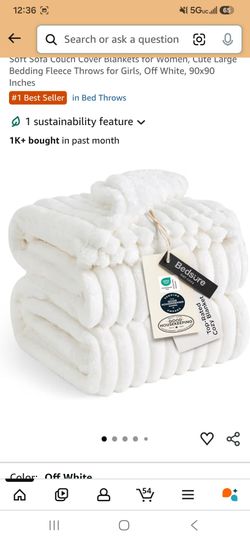 Bedsure GentleSoft Blankets Queen Size for Bed - Cozy Soft Sofa Couch Cover Blankets for Women, Cute Large Bedding Fleece Throws for Girls, Off White,