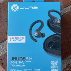 JLabs JBuds Air Sport True Wireless Earbuds Black (3rd Gen) NEW