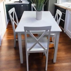 New 5 Piece Contemporary White Farmhouse Dining Set