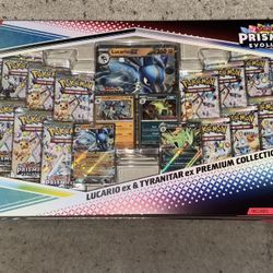 Pokemon Prismatic Evolutions Lucario EX and Tyranitar Ex Premium Collection 