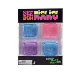 NeeDoh Nice Ice Baby, Satisfying Square Shaped Sensory Toys, (4 Pack Colors May Vary)