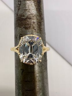 3.02 carat F VS1 old mine cut diamond solitaire split shank engagement ring