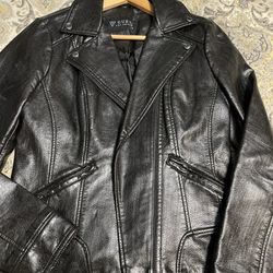 Womens GUESS Leather Jacket Size Large