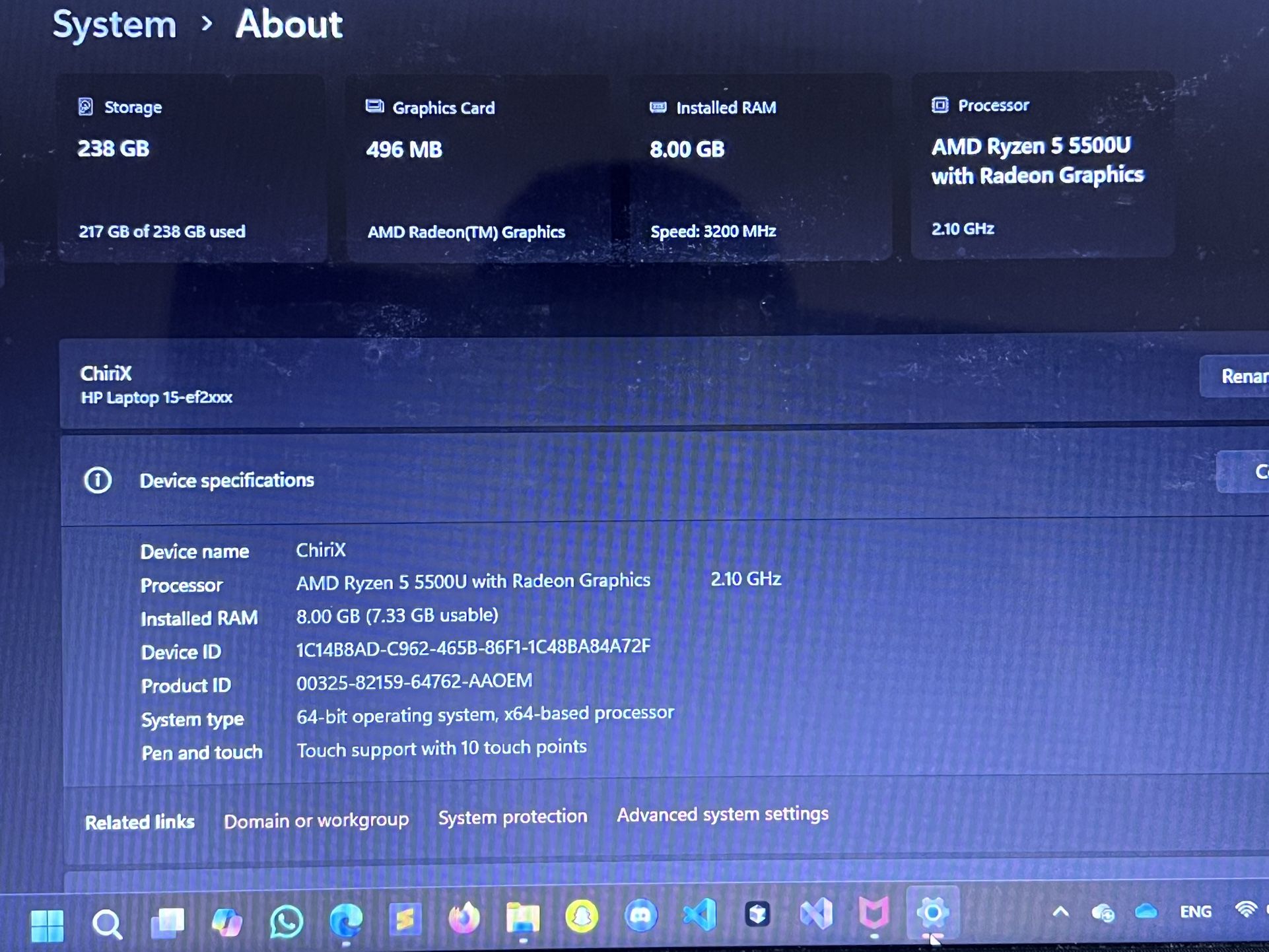 HP 15-EF 8GB RAM AMD Ryzen