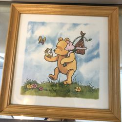 Disney Winnie The CLASSIC Pooh, Piglet& Eeyore 100 Acre Wood 3 Picture Framed Illustrations USA