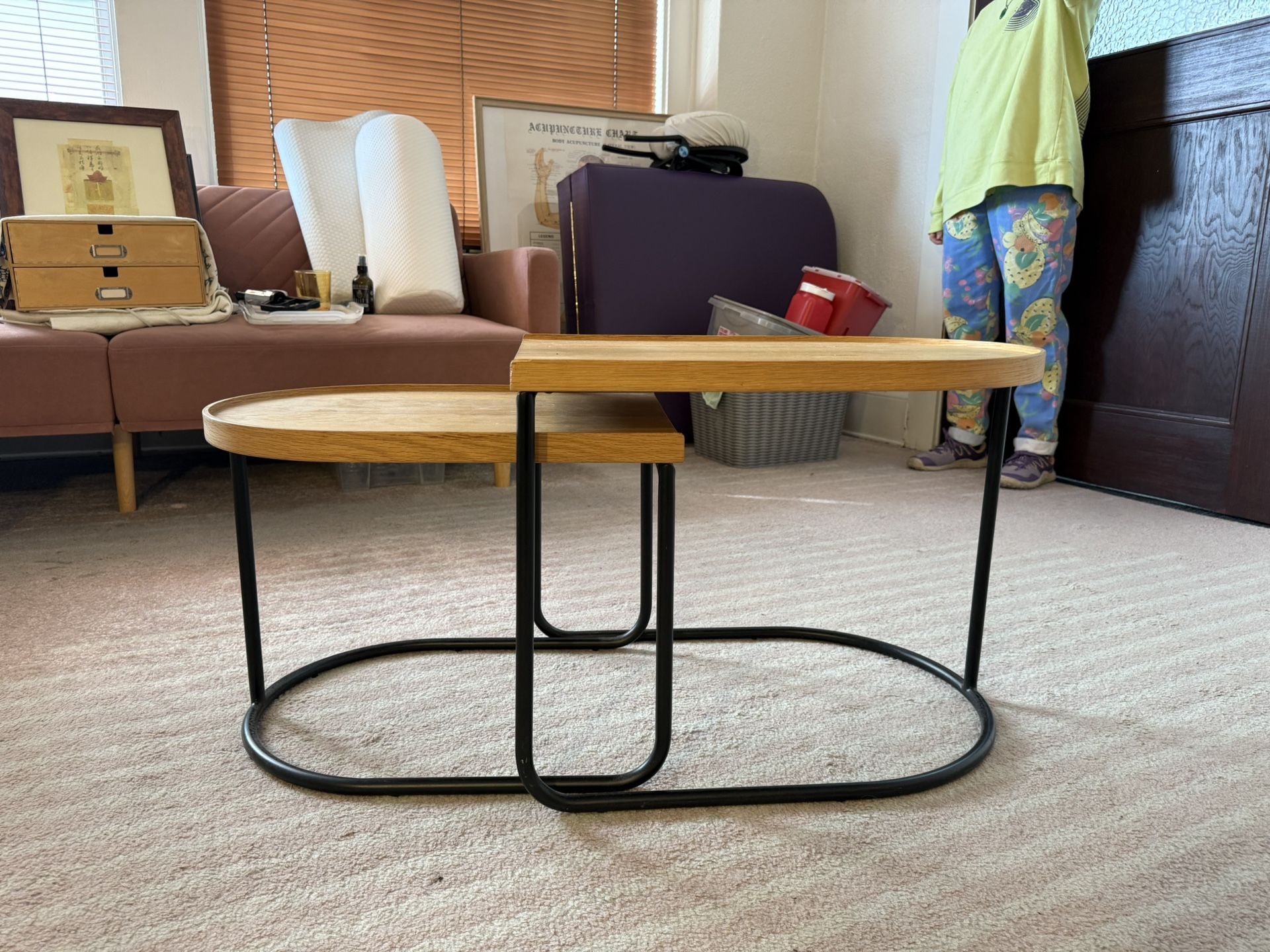 Wood Rounded Detachable Coffee Table Or Side Table