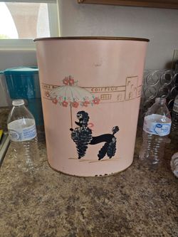 Vintage Ransburg pink poodle trash can