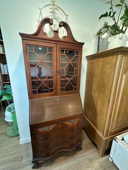 Antique Mahogany Secretary Desk with Bookcase
