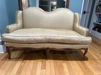 Antique French Louis XV Style Hand-Carved Loveseat / Settee – Down Cushion