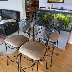 Steel Frame Suede Barstool 