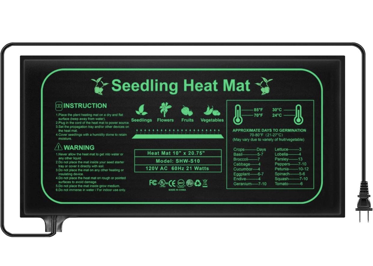 Seedling Heat Mat for Seed Starting,10" x 20.75" Hydroponic Heating Pad Durable Waterproof for Indoor Plant Germination,MET Standard