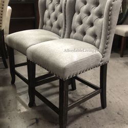 Grey Wingback Counter Ht Chairs Set Of 2 Brand New In Box 